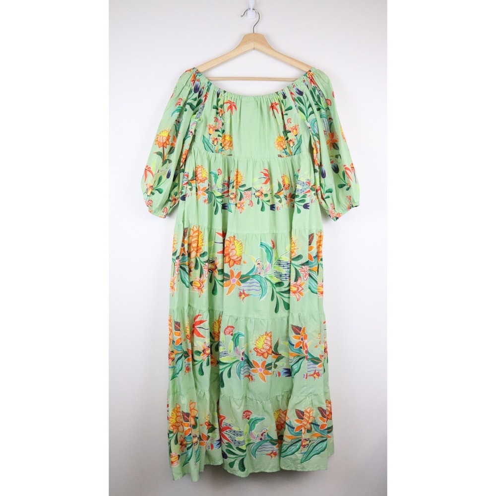 NWT Farm Rio Anthropologie Off-The-Shoulder Long-Sleeve Tiered Floral Midi Dress - Picture 3 of 12